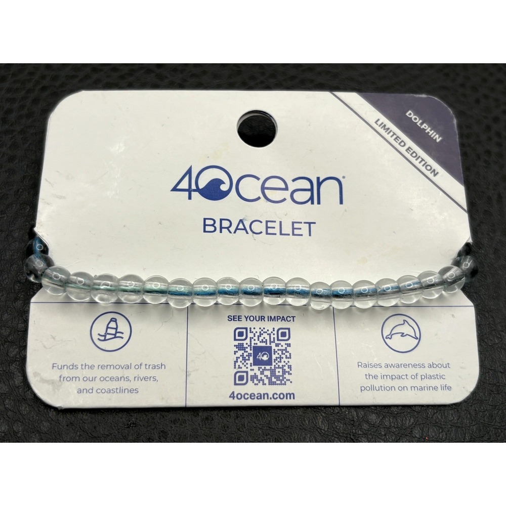 4ocean Dolphin Limited Edition Beaded Bracelet Recycled Ocean Plastic Blue